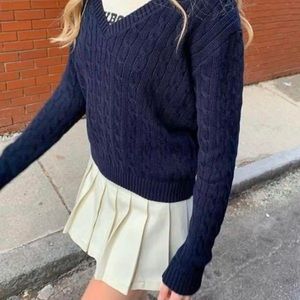 Brandy Melville Navy Cable Knit Sweater